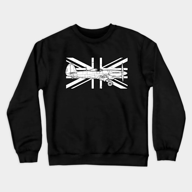 Spitfire UK RAF WW2 Plane Aircraft Airplane Supermarine Crewneck Sweatshirt by BeesTeez